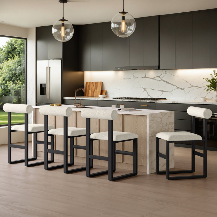 Upholstered Wooden Counter / Bar Stools (Set of 2)