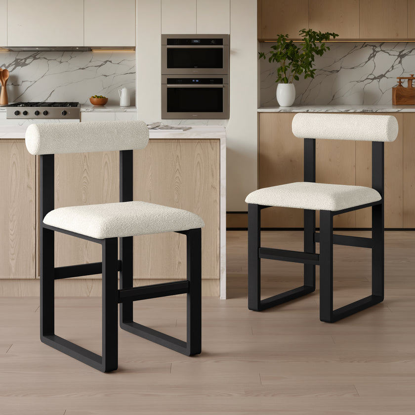 Upholstered Wooden Counter / Bar Stools (Set of 2)