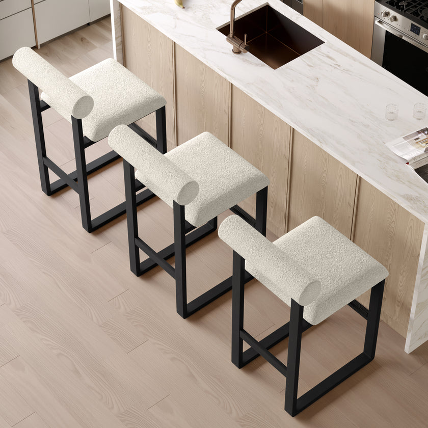 Upholstered Wooden Counter / Bar Stools (Set of 2)