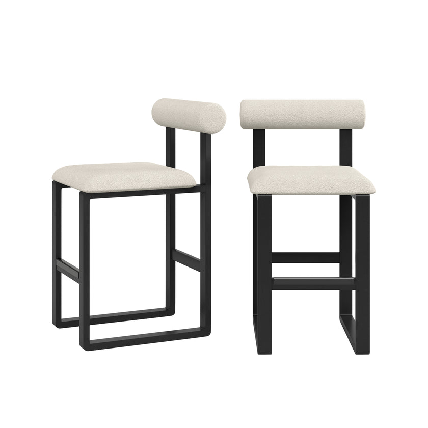 Upholstered Wooden Counter / Bar Stools (Set of 2)