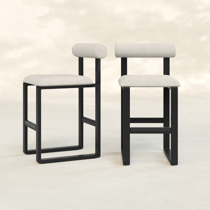 Upholstered Wooden Counter / Bar Stools (Set of 2)