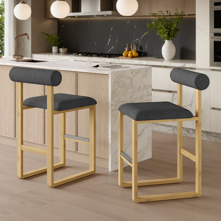 Upholstered Wooden Counter / Bar Stools (Set of 2)