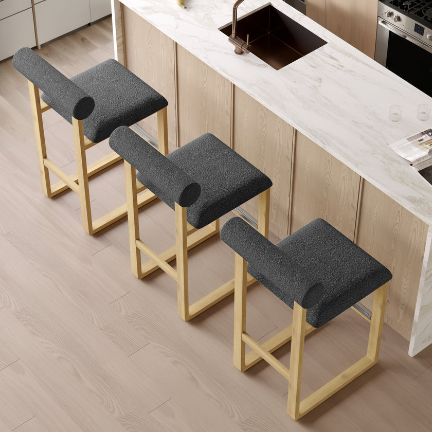 Upholstered Wooden Counter / Bar Stools (Set of 2)