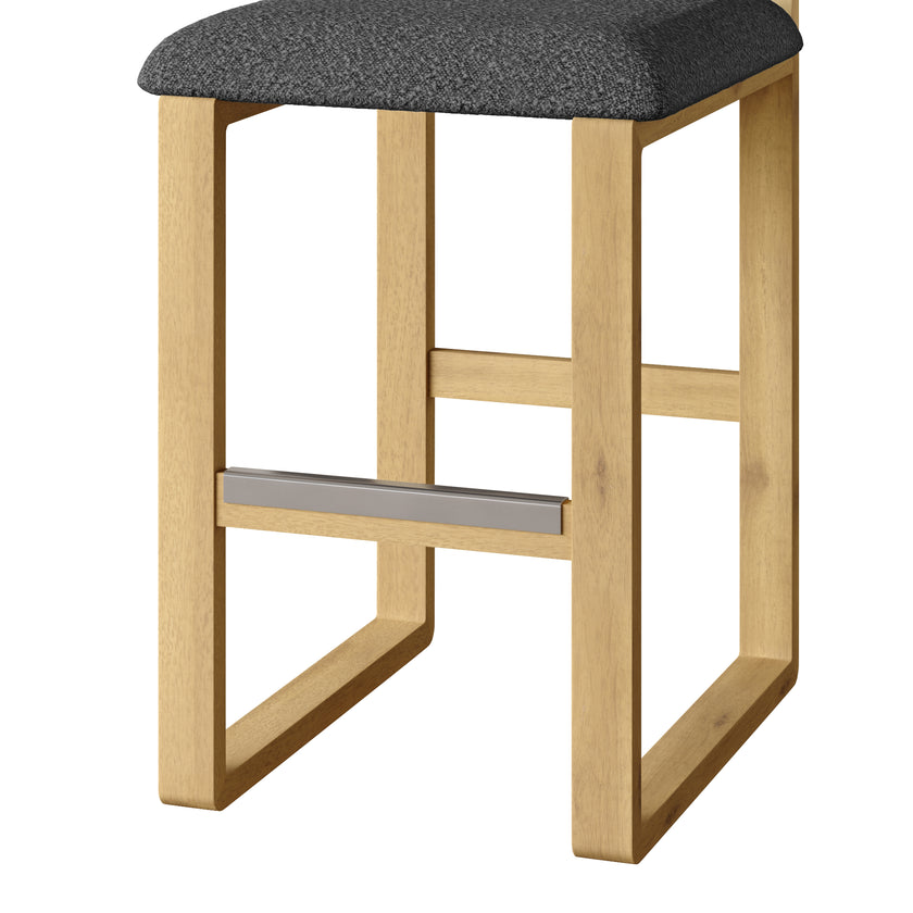 Upholstered Wooden Counter / Bar Stools (Set of 2)