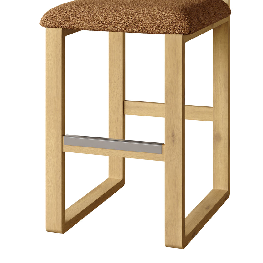 Upholstered Wooden Counter / Bar Stools (Set of 2)