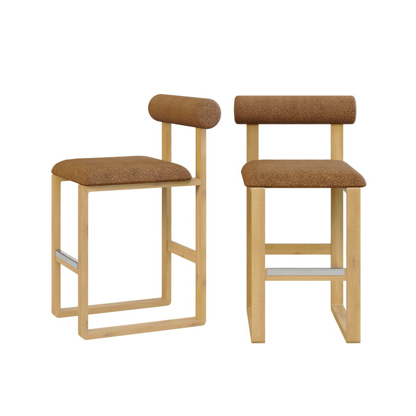 Upholstered Wooden Counter / Bar Stools (Set of 2)