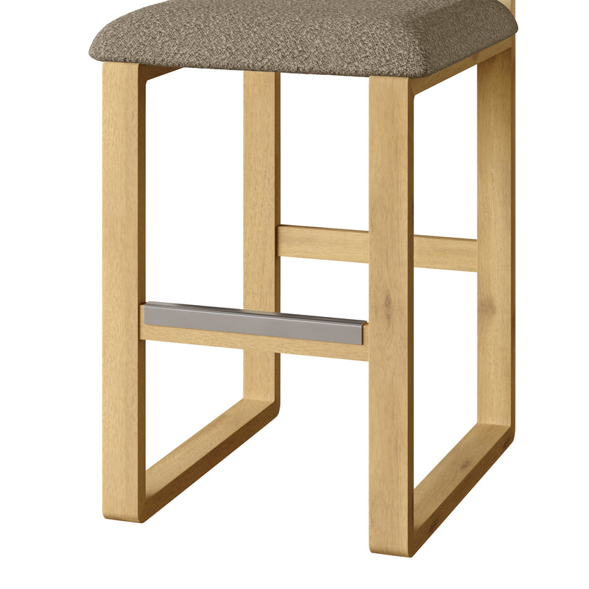 Upholstered Wooden Counter / Bar Stools (Set of 2)