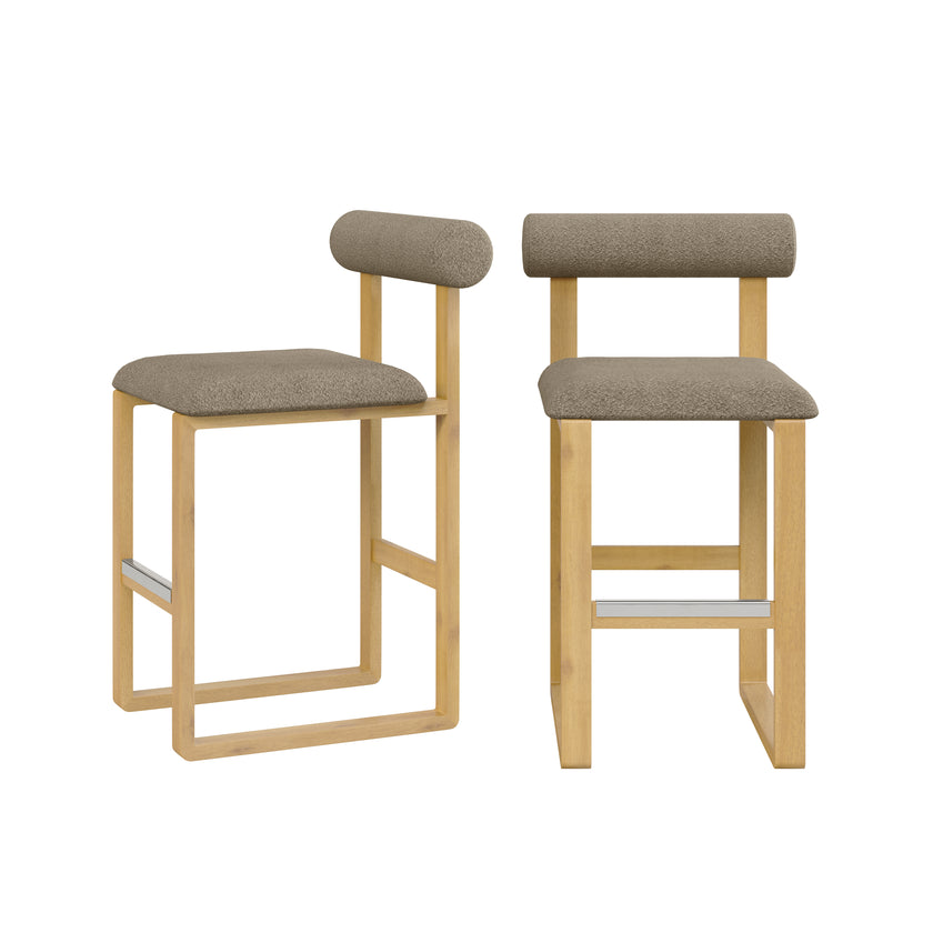 Upholstered Wooden Counter / Bar Stools (Set of 2)