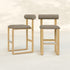 Upholstered Wooden Counter / Bar Stools (Set of 2)