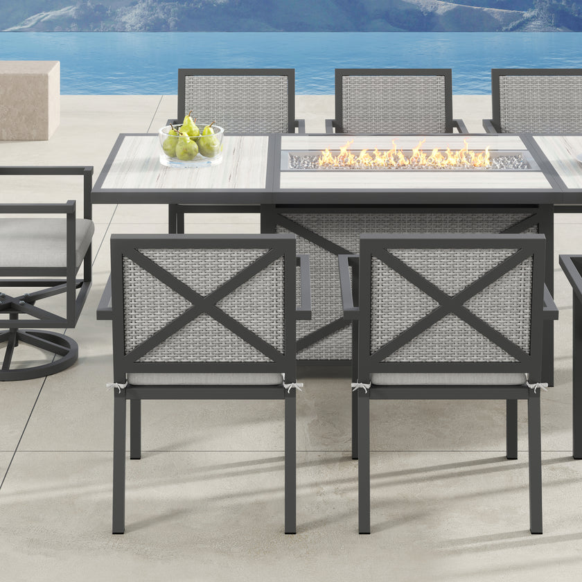 Ridge 9pc Dining Set with Fire Table