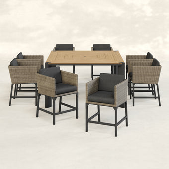 Santorini 9pc Bar-Height Dining Set