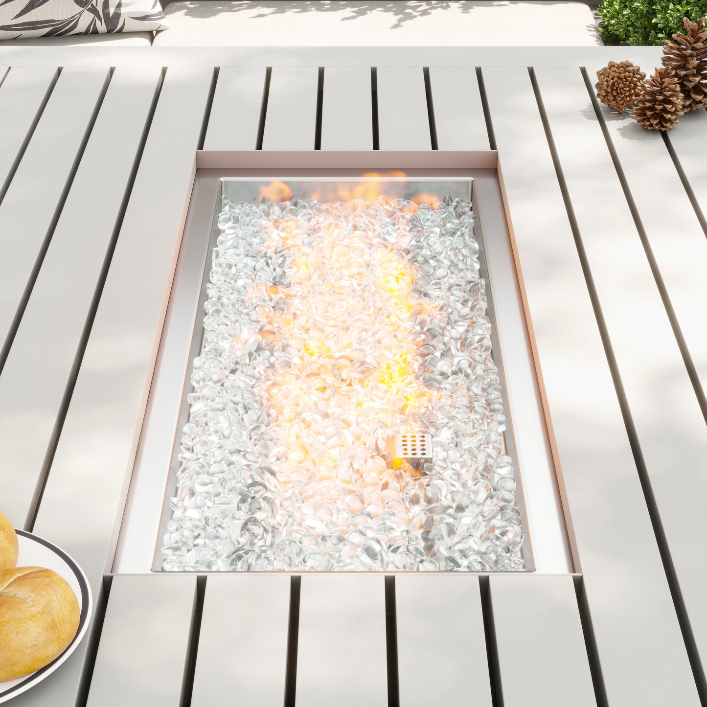 Soho Aluminum Propane Outdoor Fire Pit Table with Lid