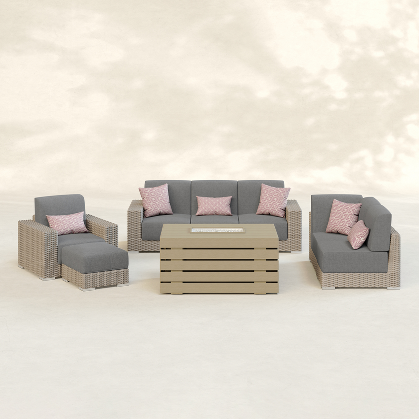Shoreline Low-Seating Conversation Set with Fire Table