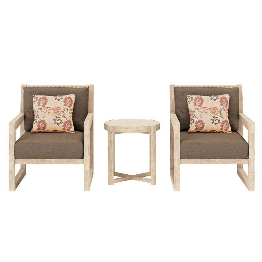 Aria Solid Wood Club Chair Set