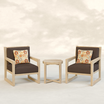 Aria Solid Wood Club Chair Set