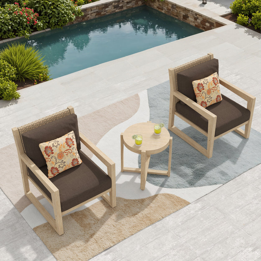 Aria Solid Wood Club Chair Set