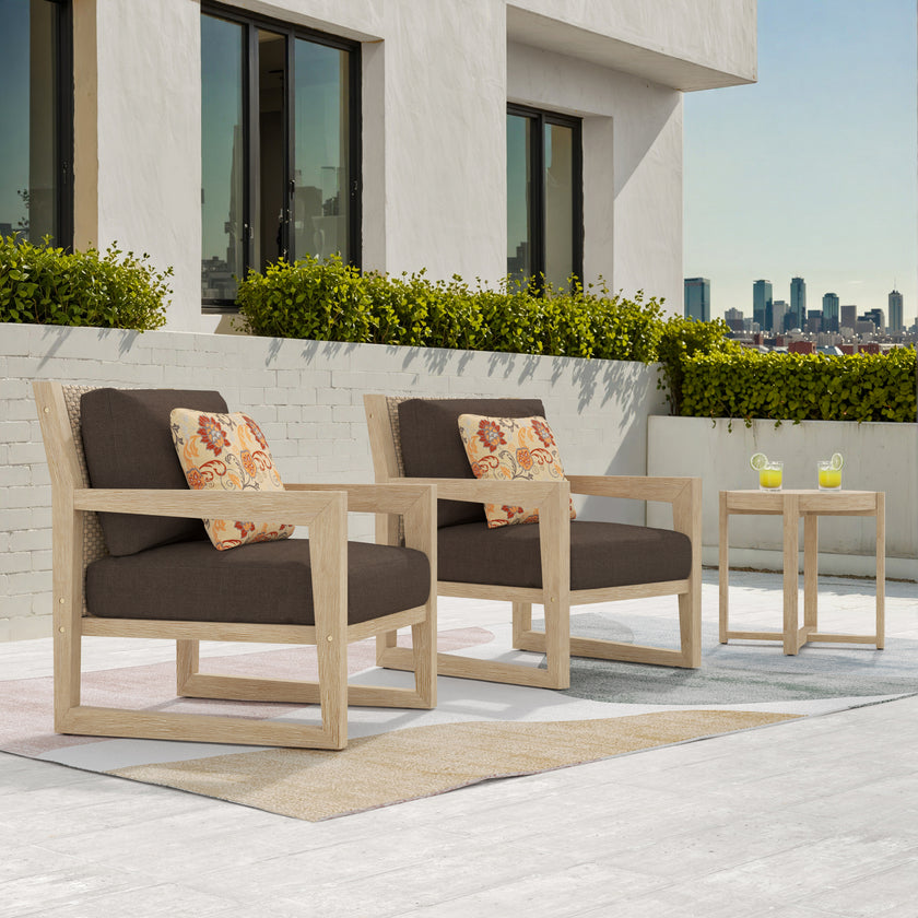 Aria Solid Wood Club Chair Set