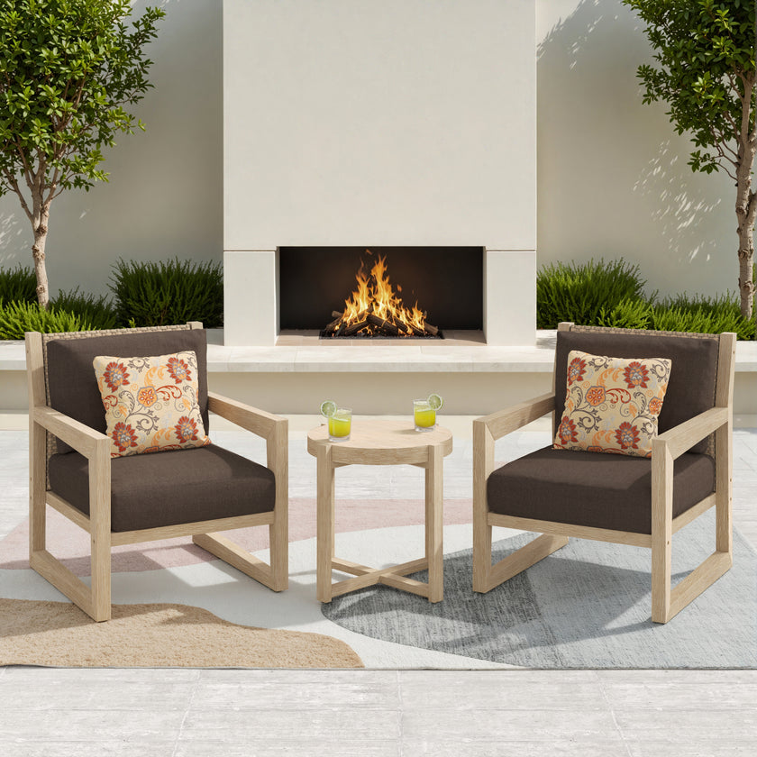 Aria Solid Wood Club Chair Set