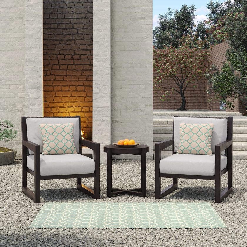 Aria Solid Wood Club Chair Set