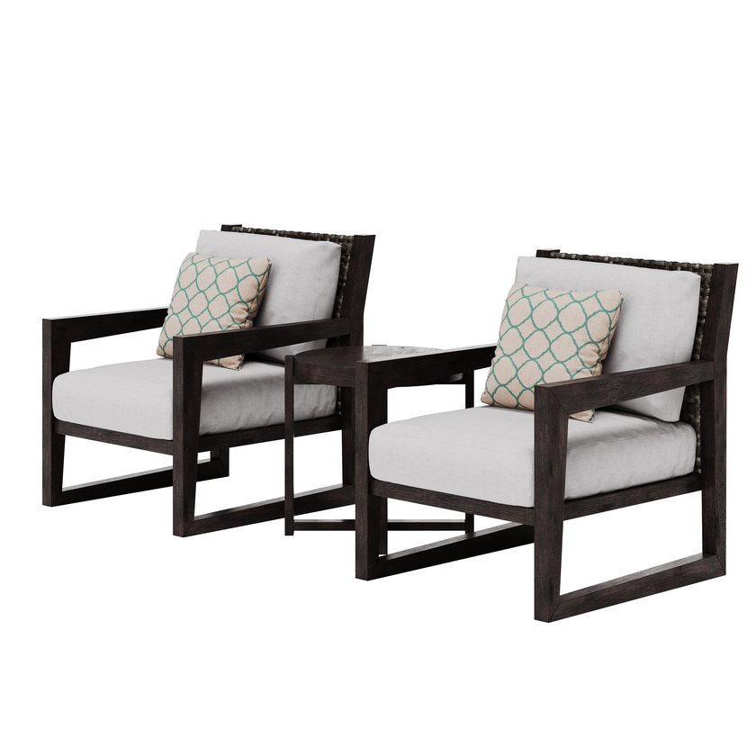 Aria Solid Wood Club Chair Set