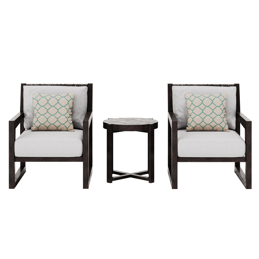 Aria Solid Wood Club Chair Set