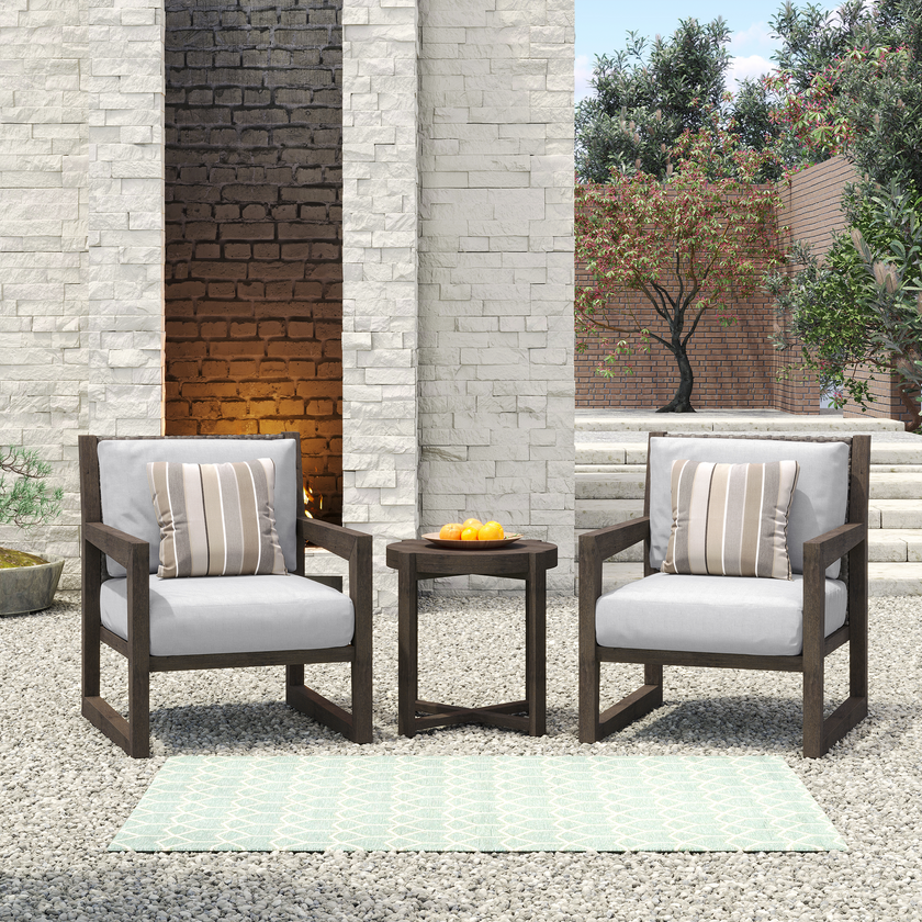 Aria Solid Wood Club Chair Set