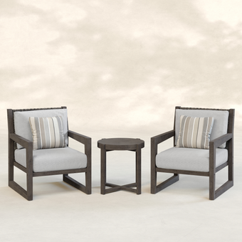Aria Solid Wood Club Chair Set