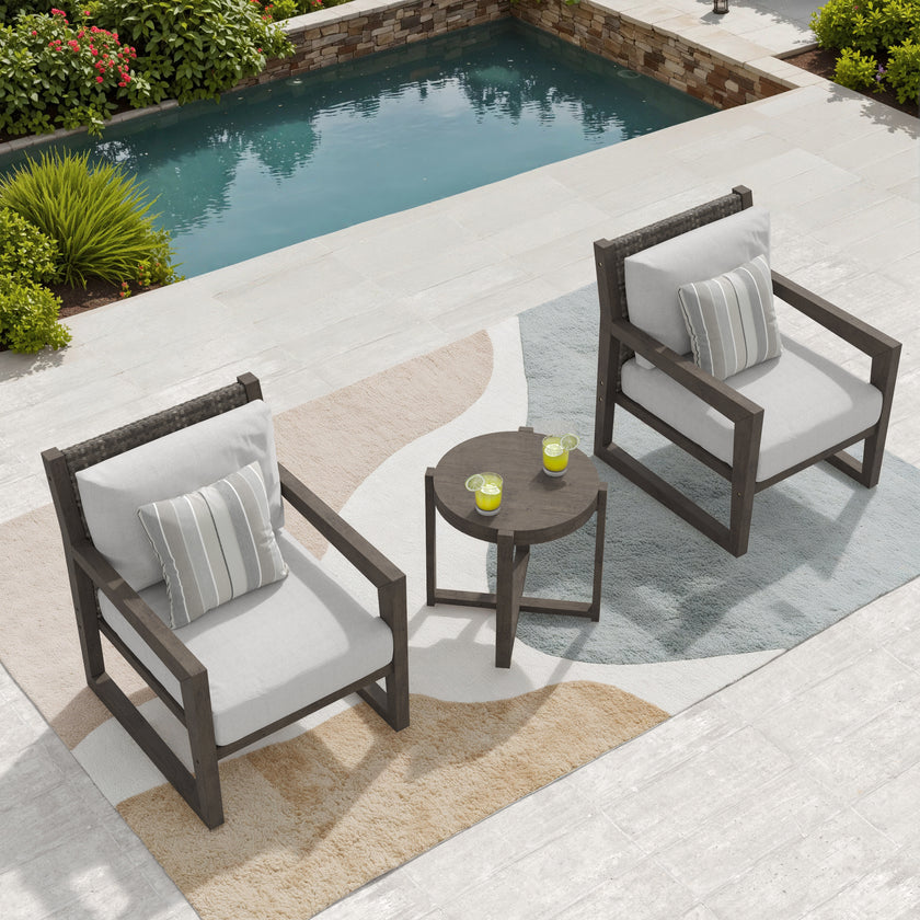 Aria Solid Wood Club Chair Set