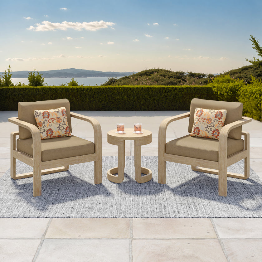 Evelyn Solid Wood Club Chair Set
