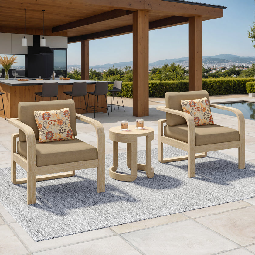 Evelyn Solid Wood Club Chair Set