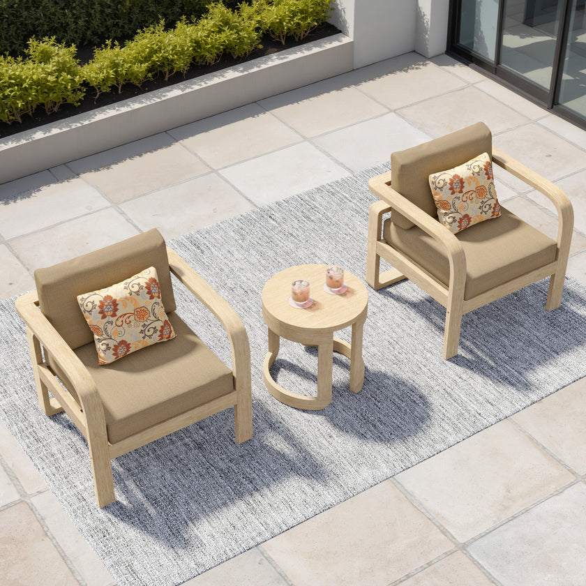 Evelyn Solid Wood Club Chair Set