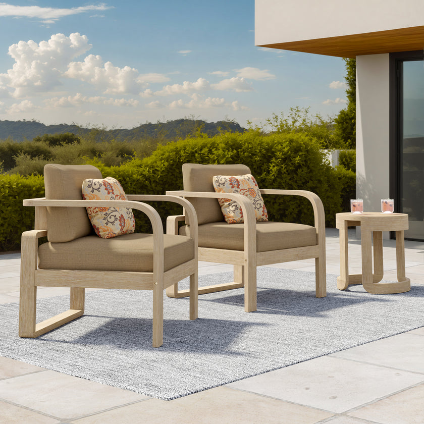 Evelyn Solid Wood Club Chair Set