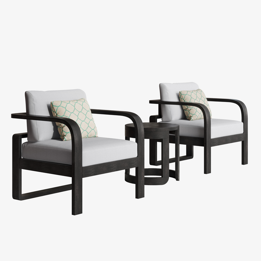 Evelyn Solid Wood Club Chair Set