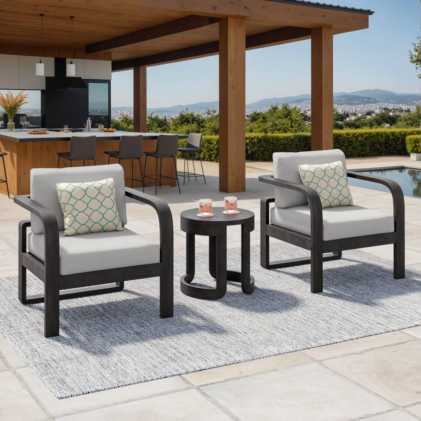 Evelyn Solid Wood Club Chair Set
