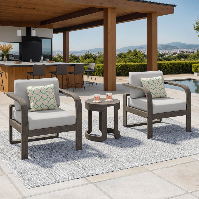 Evelyn Solid Wood Club Chair Set