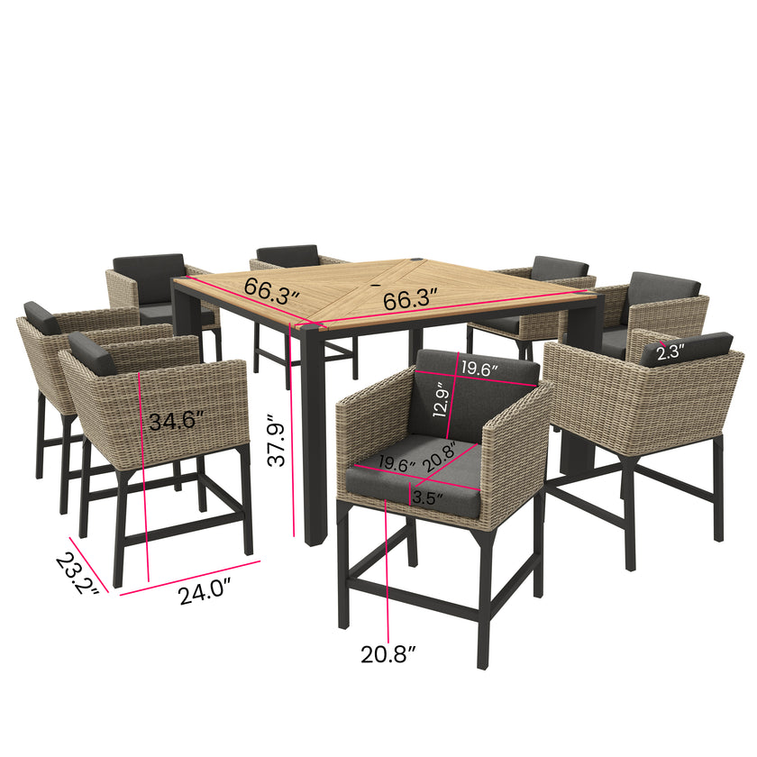 Aberdeen 9pc Bar-Height Dining Set