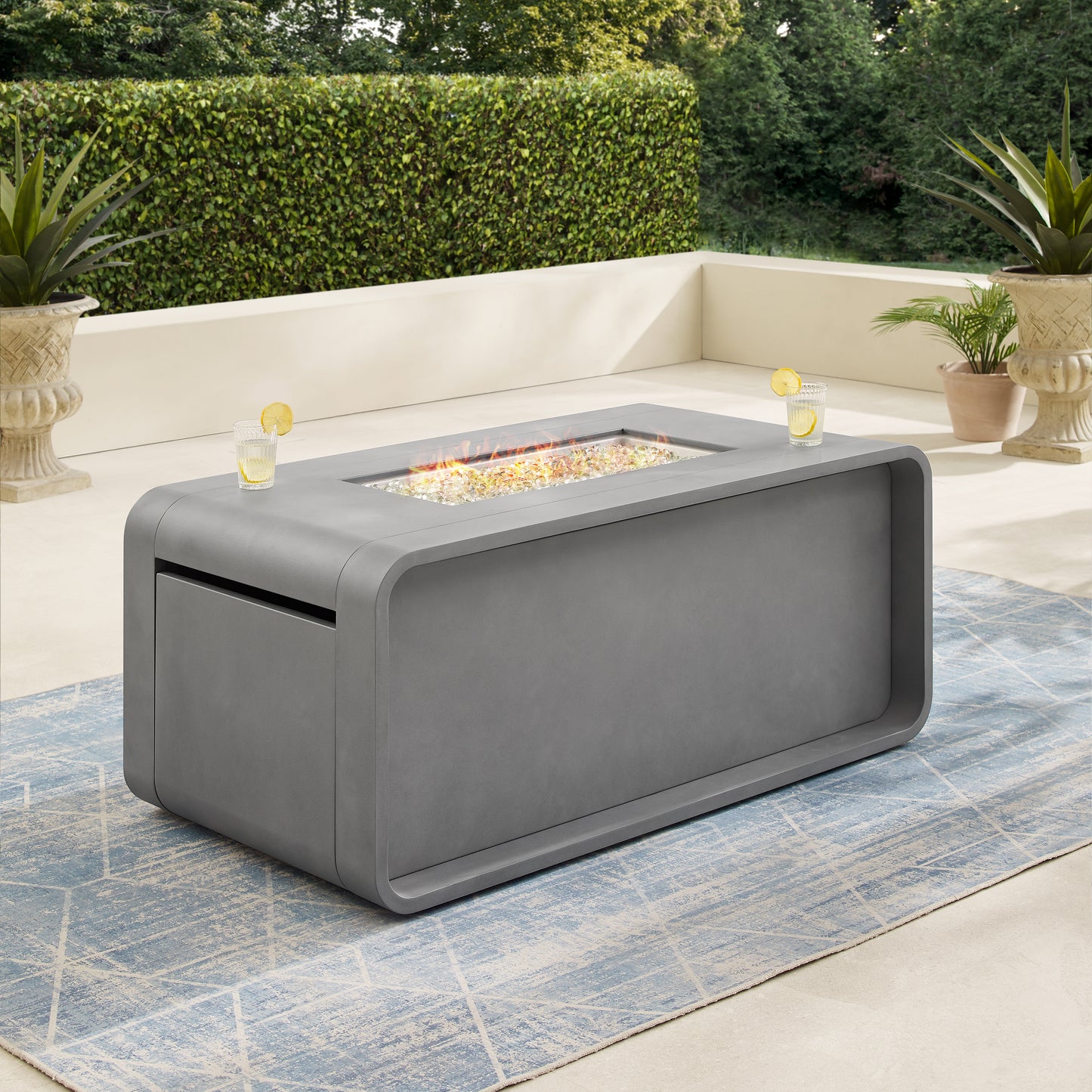 Andromeda Collection - Modern Outdoor Fire Table with Lid