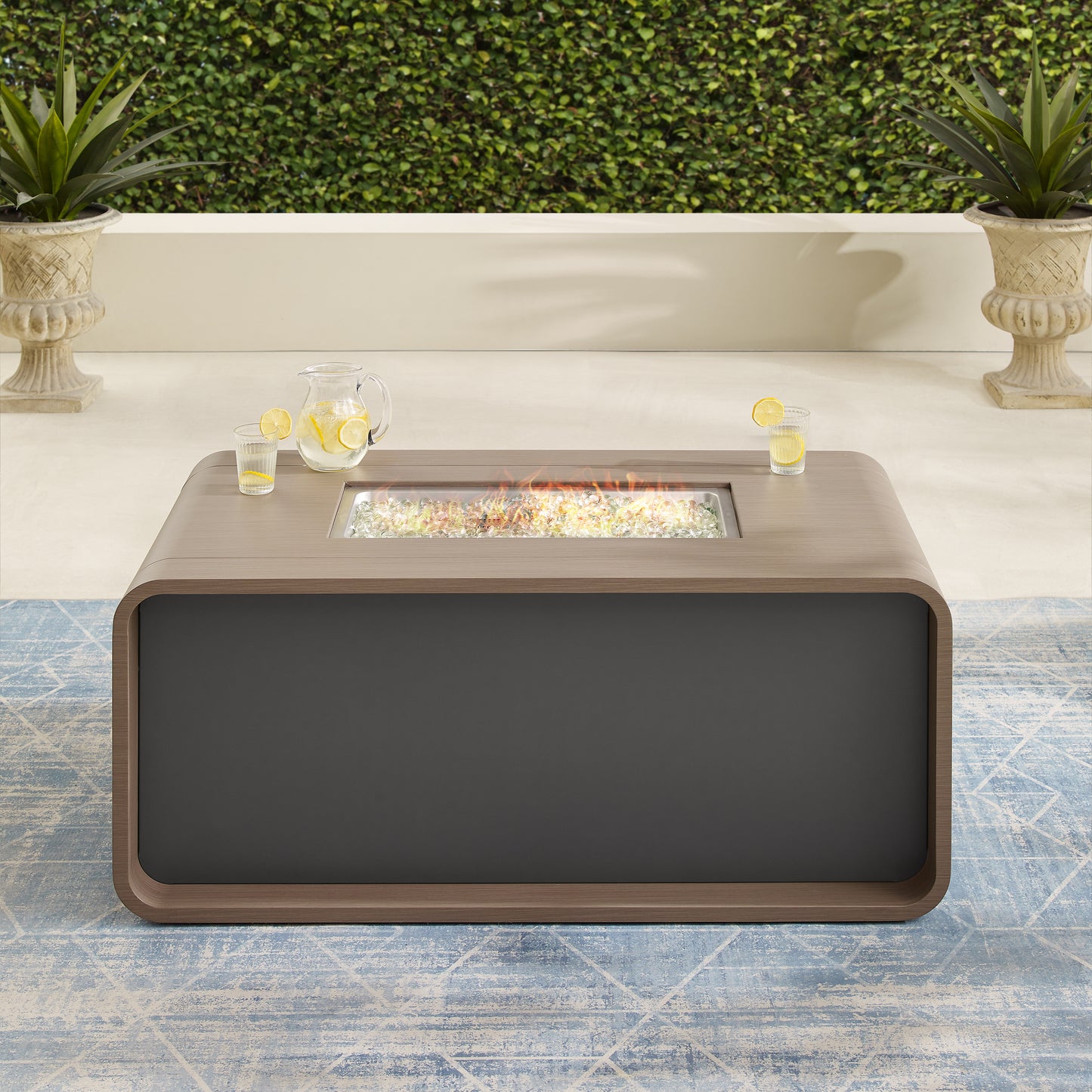 Andromeda Collection - Modern Outdoor Fire Table with Lid
