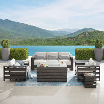 Whitney 5-Seater Patio Set with Fire Table