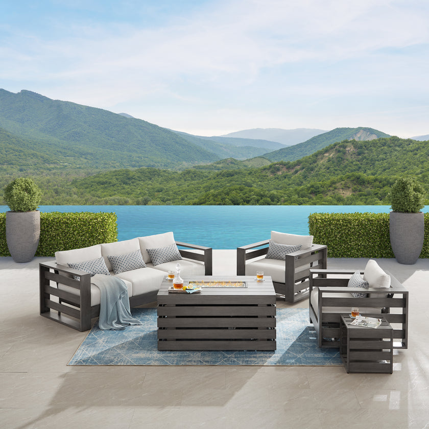 Whitney 5-Seater Patio Set with Fire Table