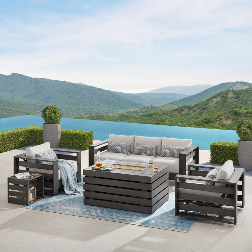 Whitney 5-Seater Patio Set with Fire Table