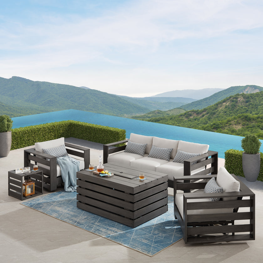 Whitney 5-Seater Patio Set with Fire Table
