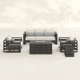 Whitney 5-Seater Patio Set with Fire Table