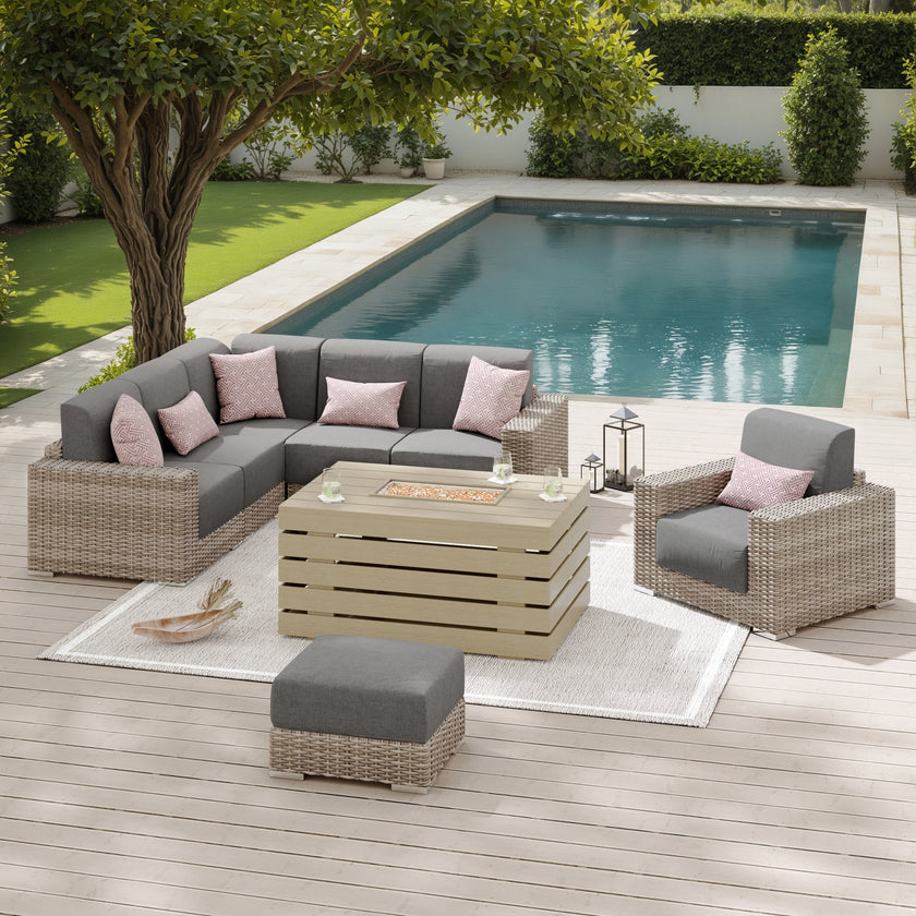 Eden Low-Seating Conversation Set with Fire Table