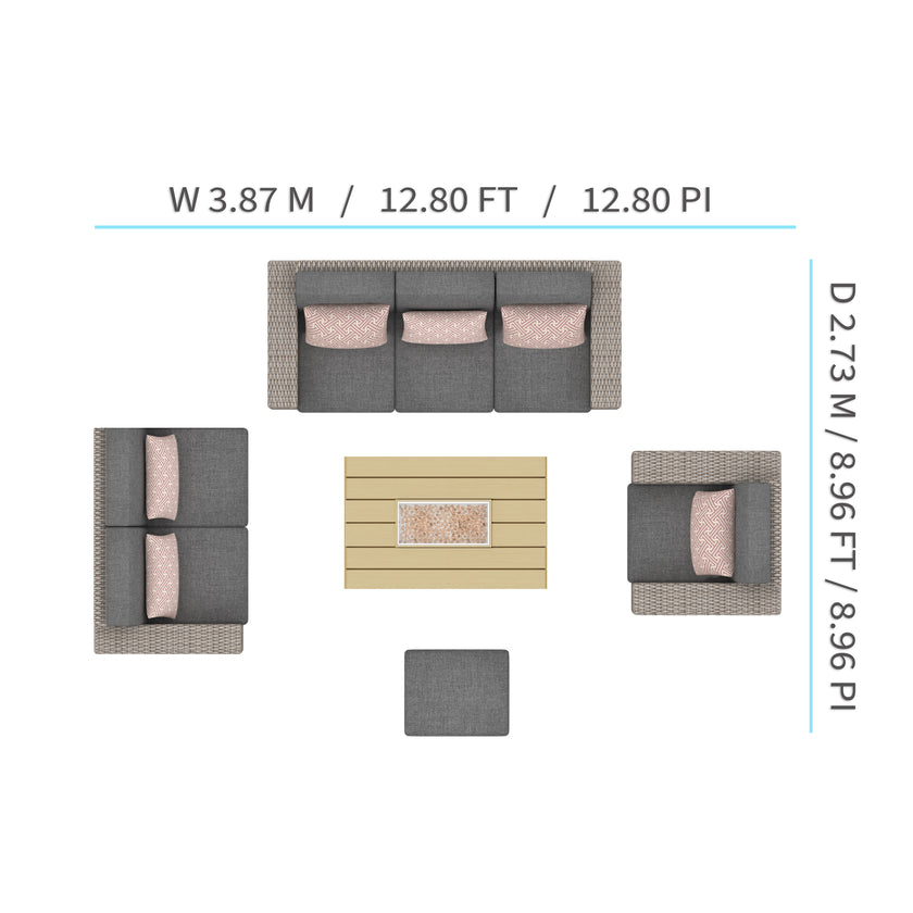 Eden Low-Seating Conversation Set with Fire Table