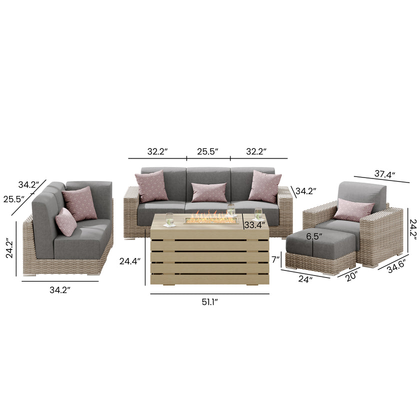 Eden Low-Seating Conversation Set with Fire Table