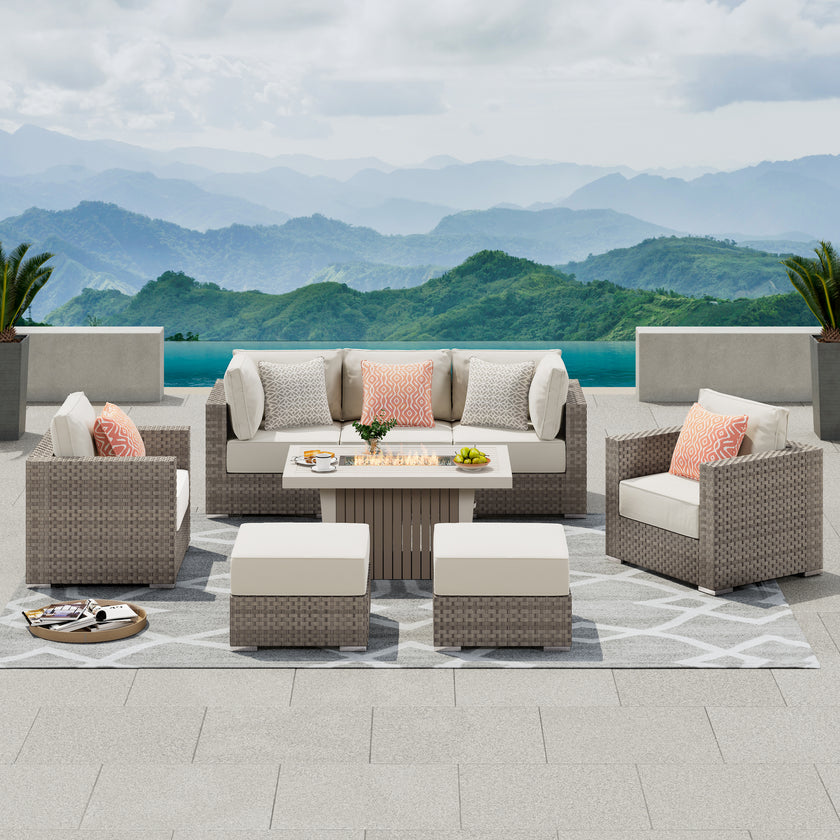 Highland 8pc Large Coversation Set with Fire Table
