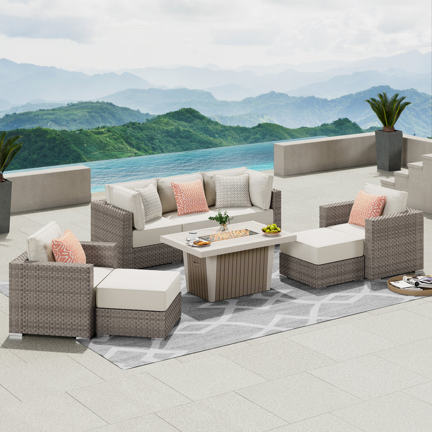 Highland 8pc Large Coversation Set with Fire Table