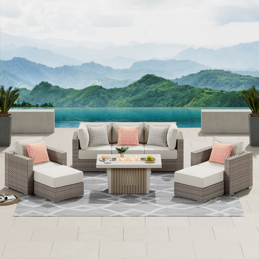 Highland 8pc Large Coversation Set with Fire Table