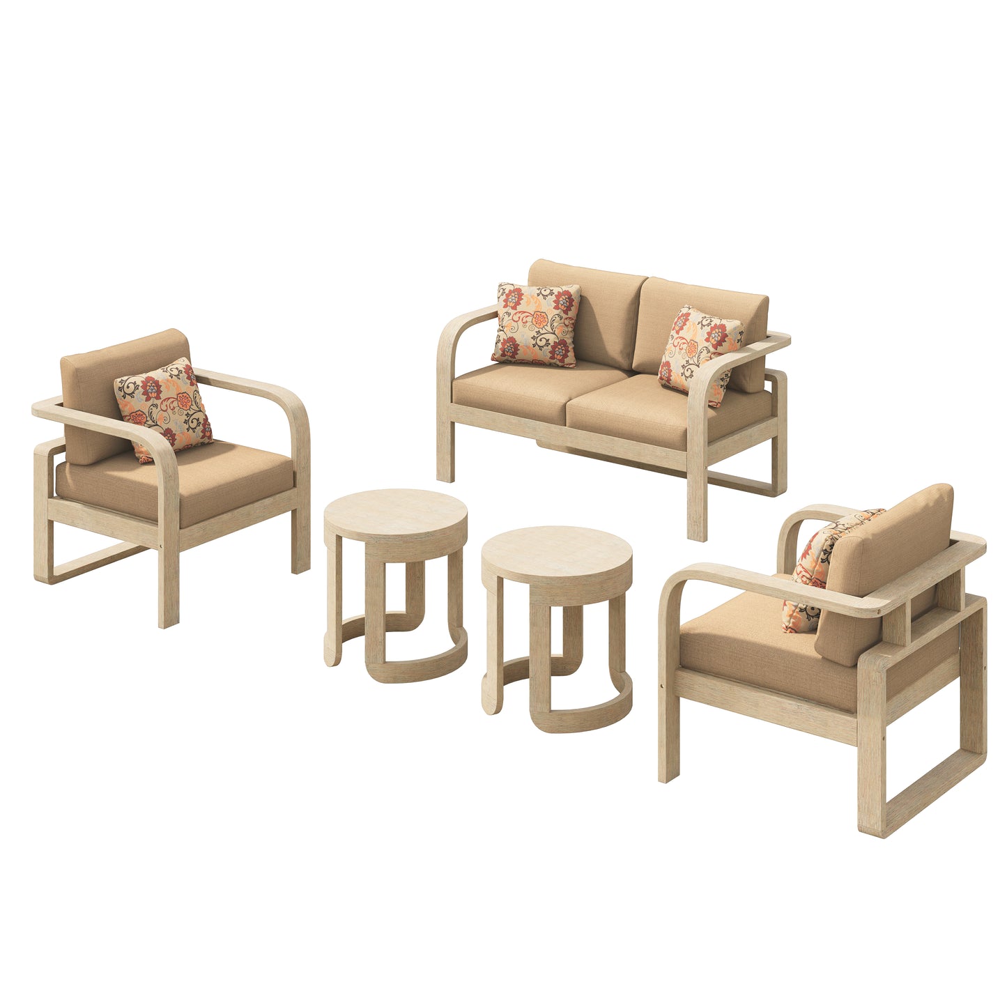 4 - Person Outdoor Acacia Solid Wood Seating Group with Cushions